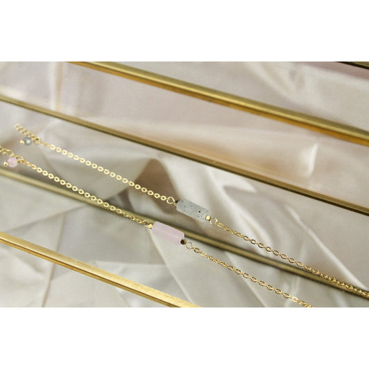 Armband Rosenquarz & Hämatit - Gold