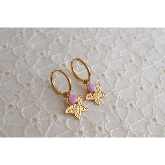 Seestern- und Chalcedon-Ohrringe – Gold