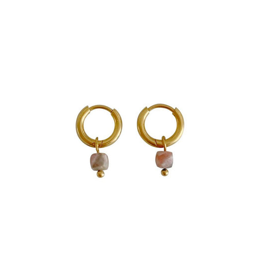 Rhodochrosit-Ohrringe – Gold