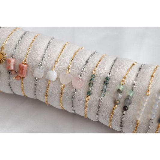 Facettiertes Mondstein-Armband – Silber