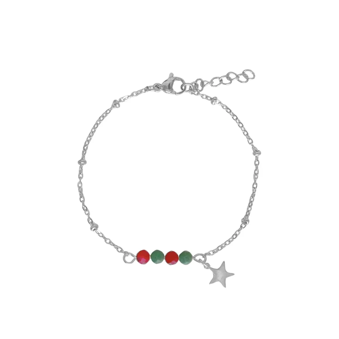 Rubin- und Smaragdarmband – Silber
