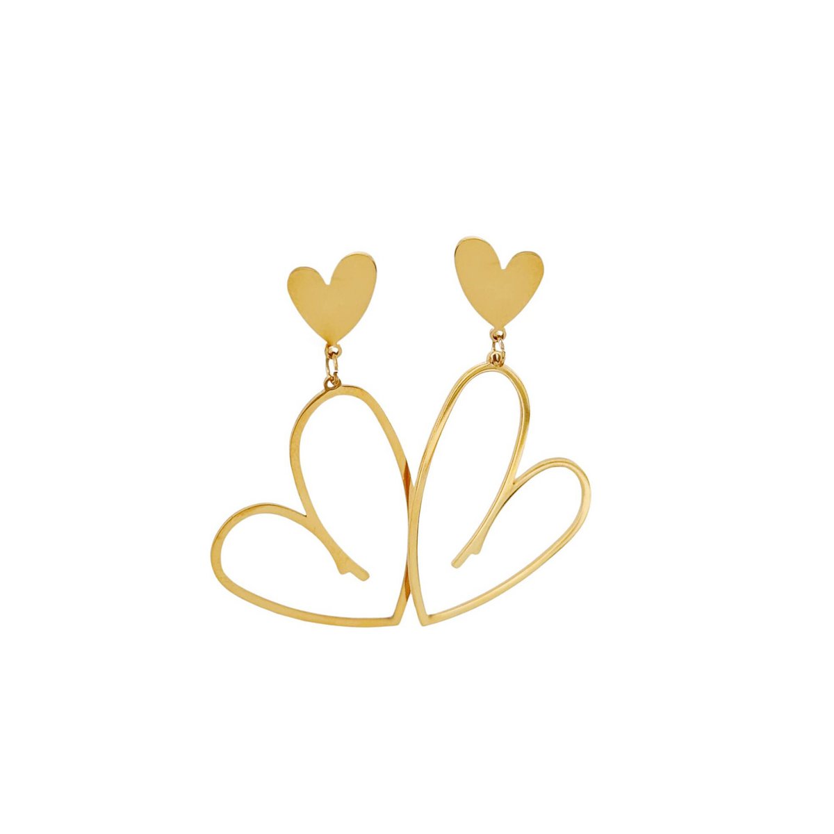 Herz-zu-Herz-Statement-Ohrringe – Gold