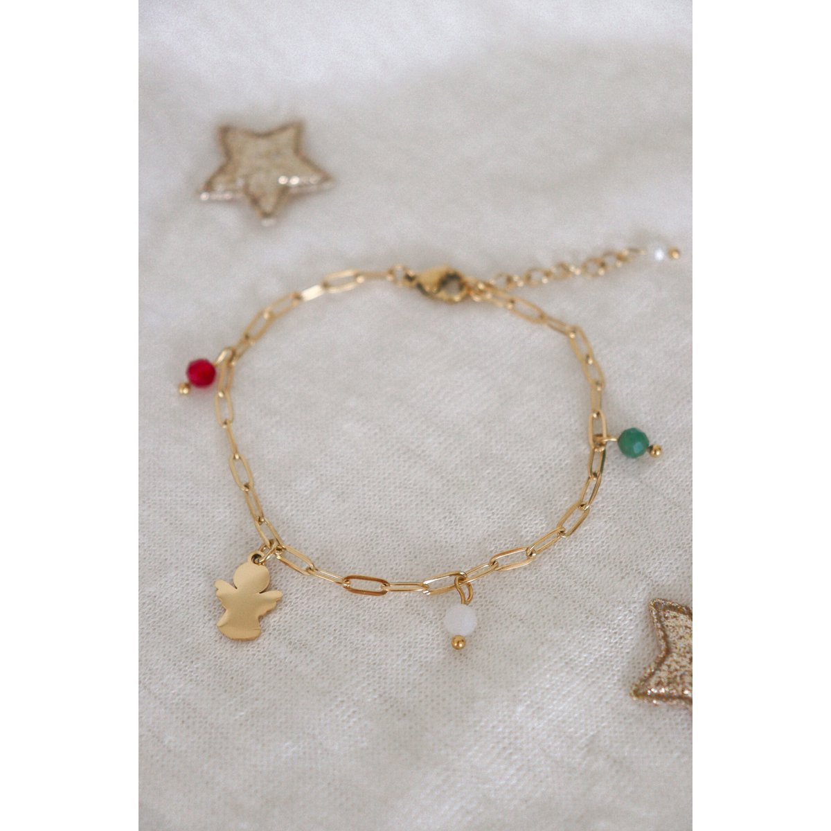 Weihnachts-Charm-Armband Engel – Gold