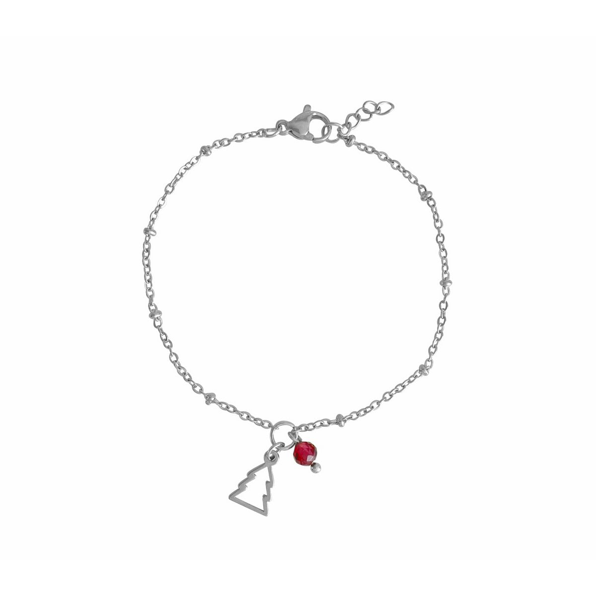 Armband Weihnachtsbaum & Granat – Silber