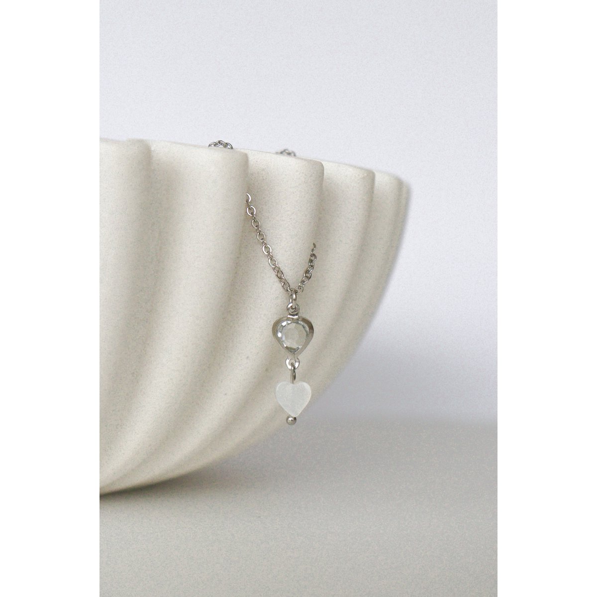 Armband Bergkristall & Muschelherz – Silber