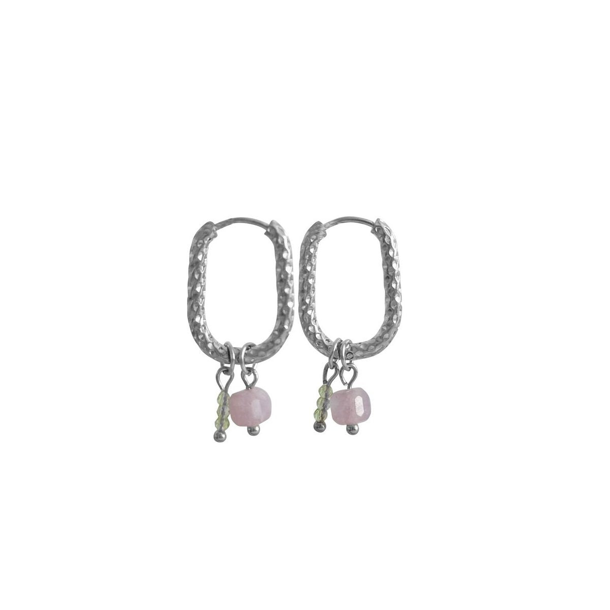 Ovale Chalcedon- und Jade-Ohrringe – Silber