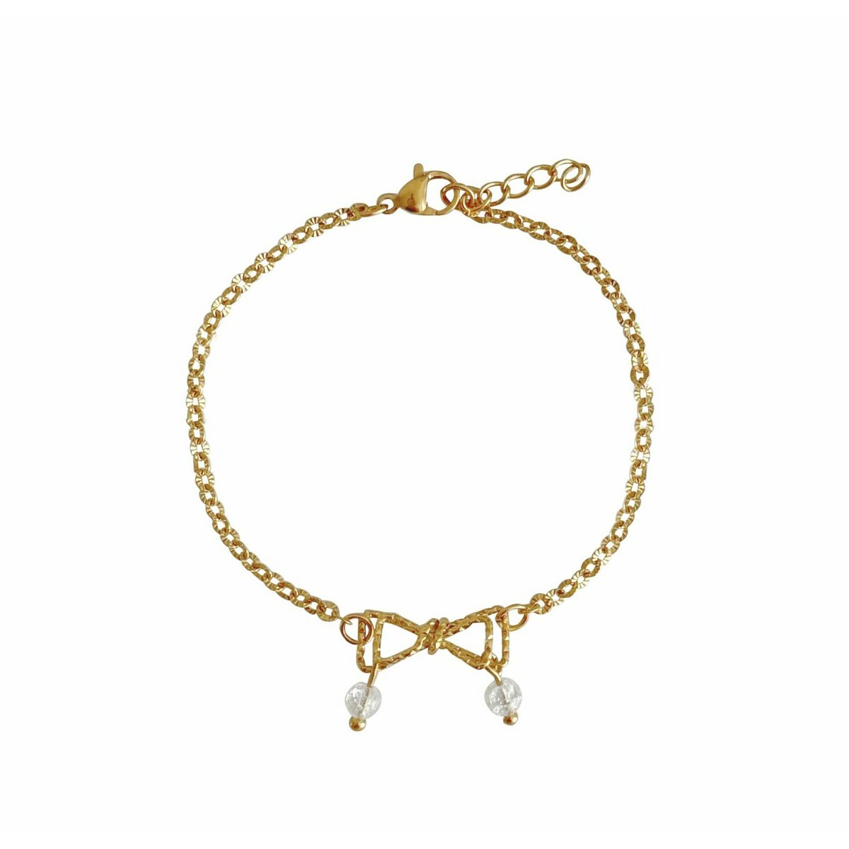 Armband mit Fliege und gesprungenem Bergkristall – Gold