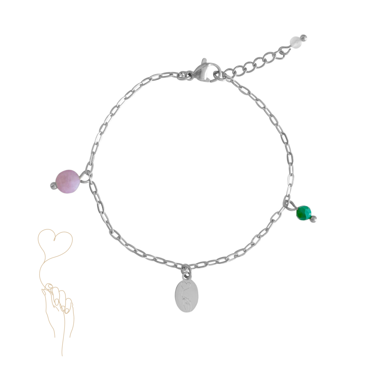 Herz-unter-dem-Gürtel-Armband – Silber