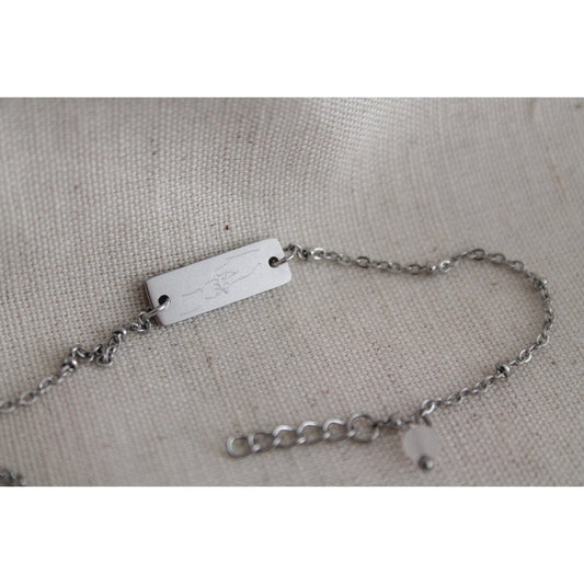 Armband Mutter und Kind & Rosenquarz – Silber