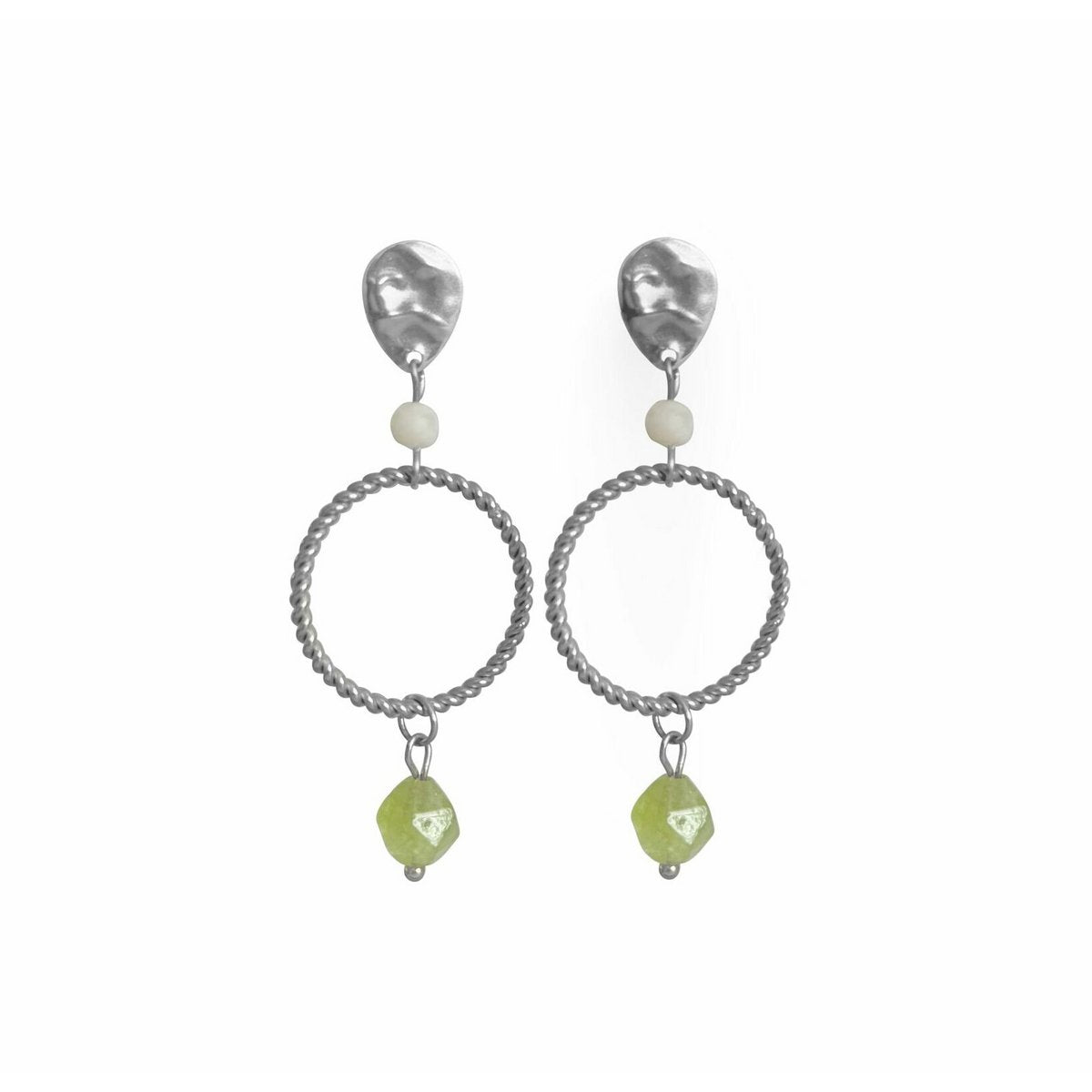 Statement-Ohrringe Peridot und Mondstein – Silber