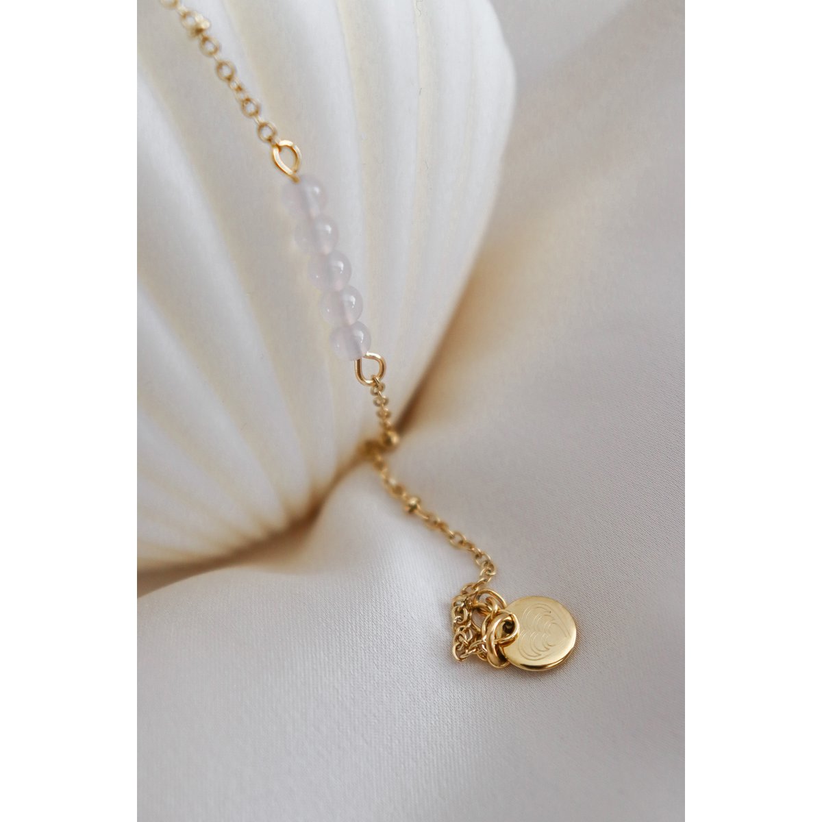 Milchachat-Armband – Gold