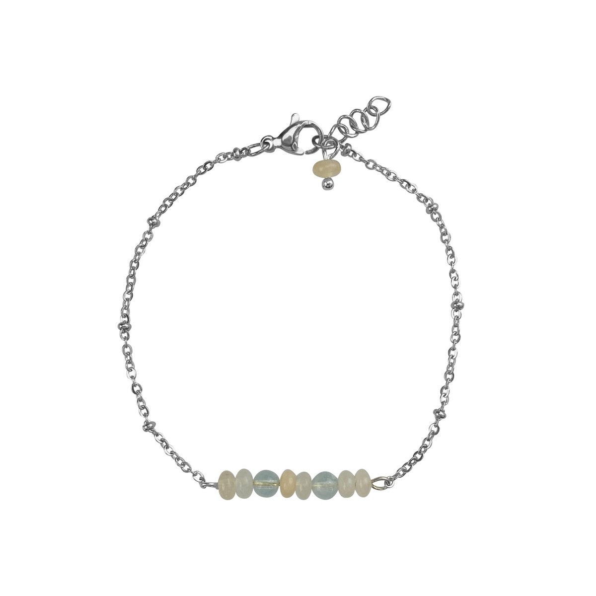 Armband Aquamarin & Aventurin - Silber