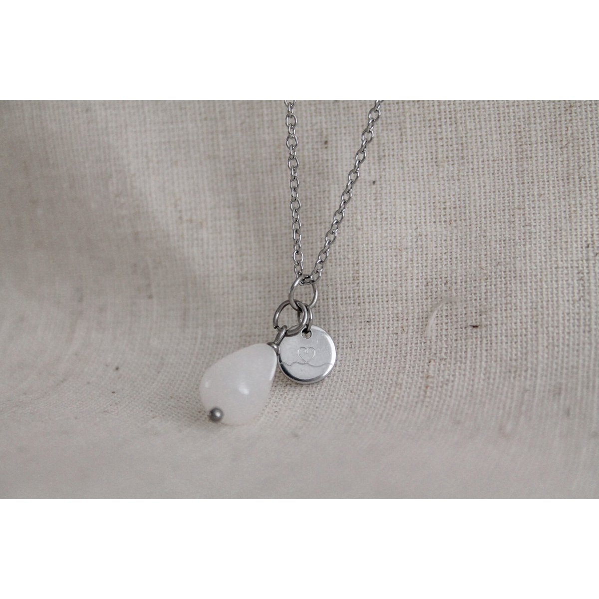 Halskette Jade & Love Charm – Silber