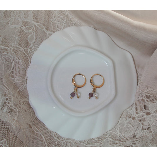 Ohrringe Amethyst & Bergkristall - Gold