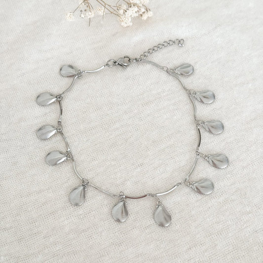 Fußkettchen Muschelanhänger – Silber