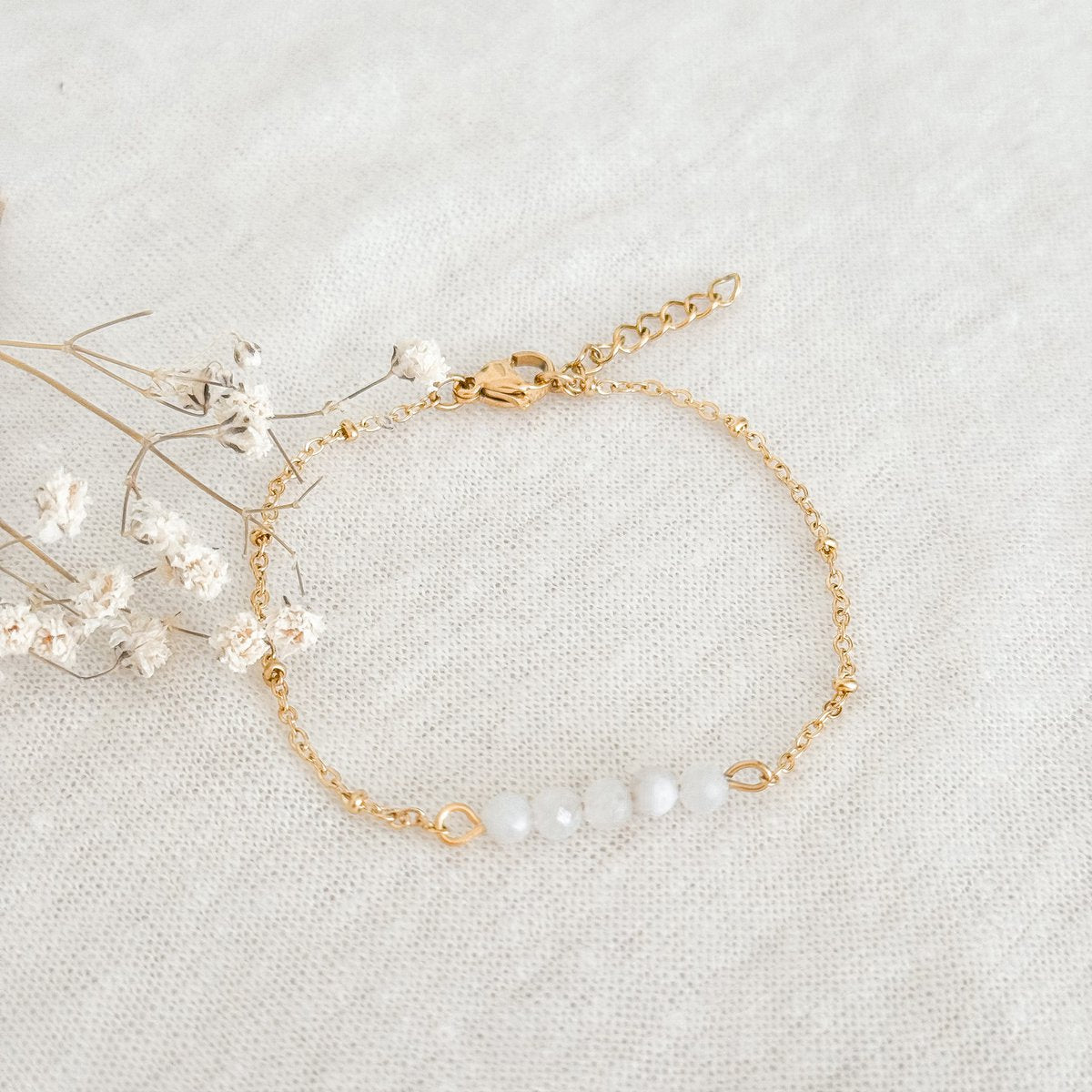 Armband Mondstein Facette – Gold