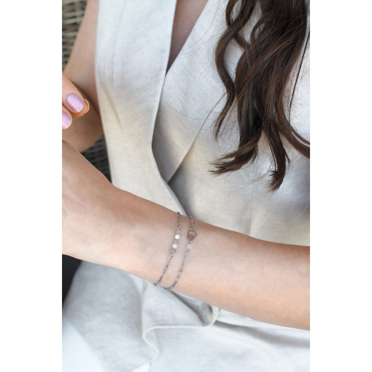 Armband Mondstein & Labradorit - Silber