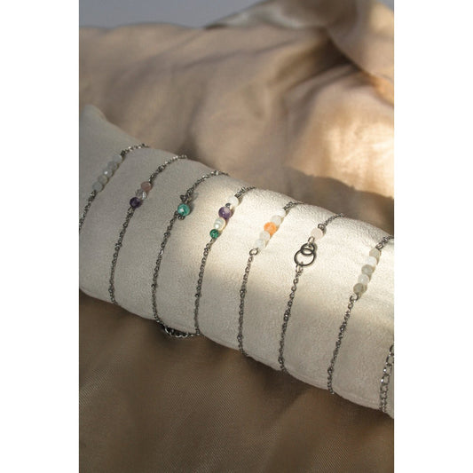 Armband Ringe & Rosenquarz - Silber