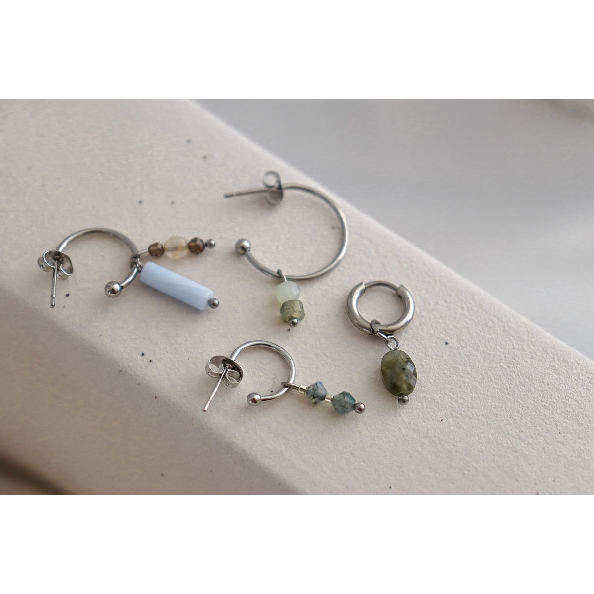 Moosachat Ohrringe – Silber