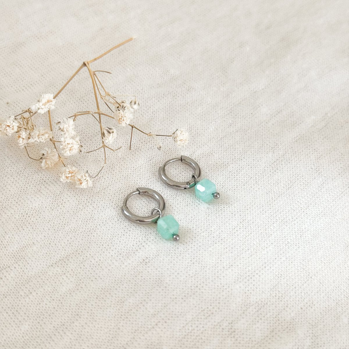 Amazonite Kubus Ohrringe - Silber