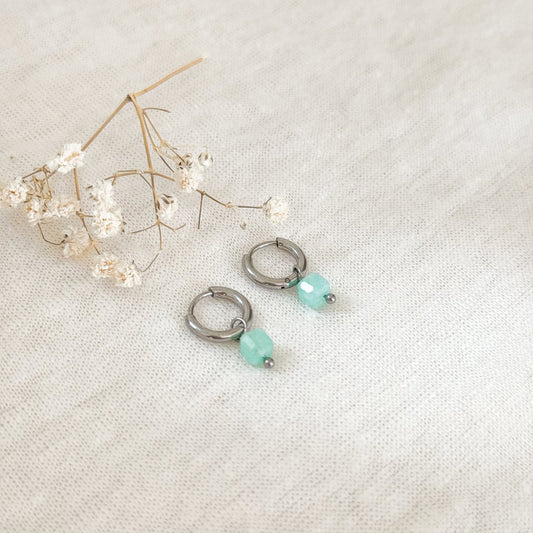 Amazonite Kubus Ohrringe - Silber