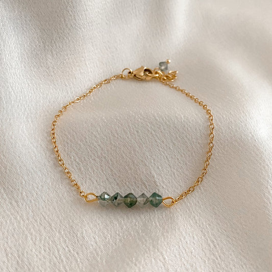 Moosachat-Armband – Gold