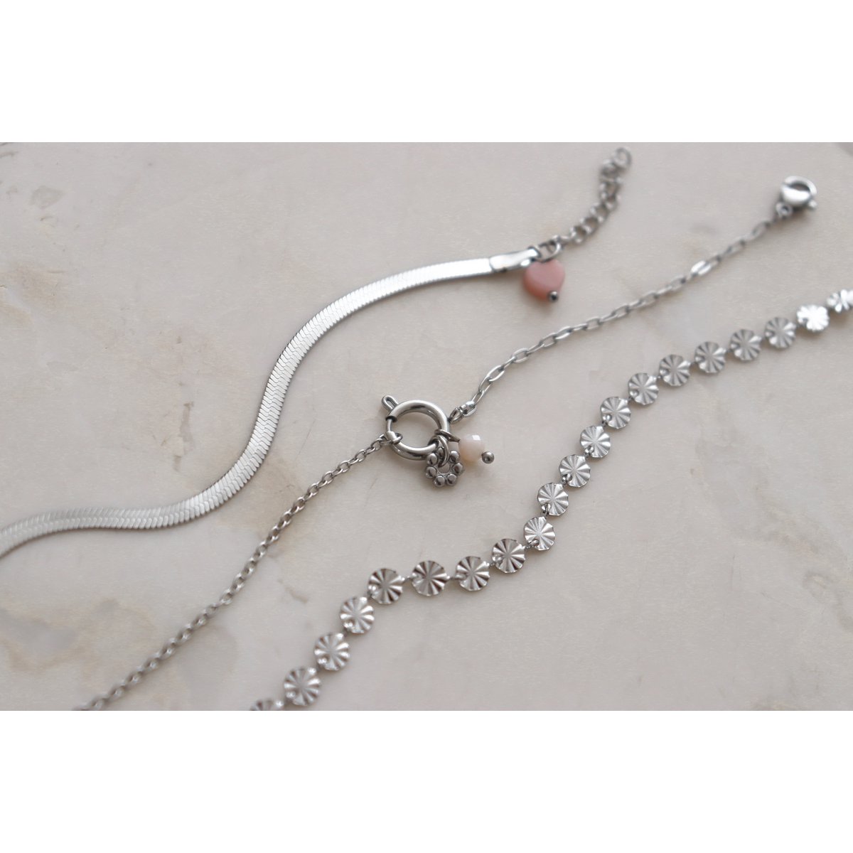 Schlossarmband & rosafarbener Opal – Silber