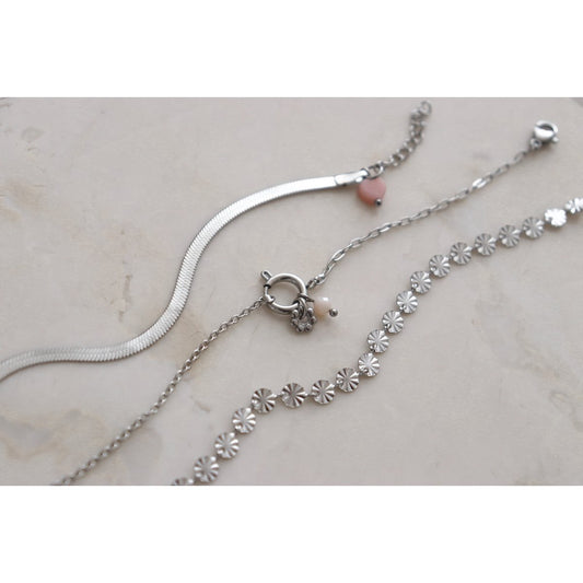 Schlossarmband & rosafarbener Opal – Silber