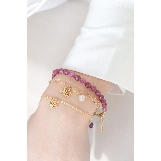 Lotus- und Amethyst-Armband – Gold