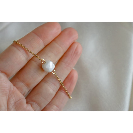 Facettiertes Mondstein-Armband – Gold
