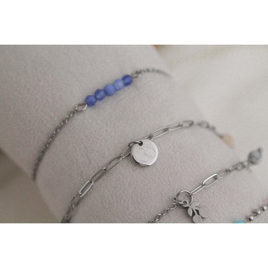 Armband Blauer Aventurin & Palmblatt – Silber