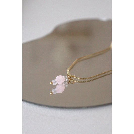 Mondstein und Rosequarz Collier - Gold
