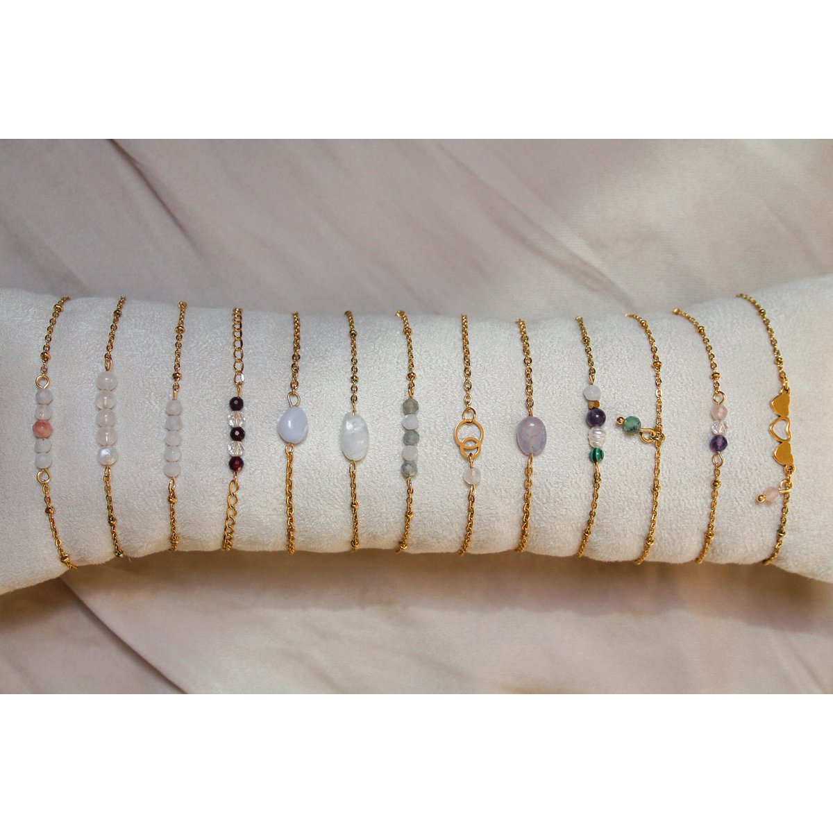 Armband Mondstein & Labradorit - Gold