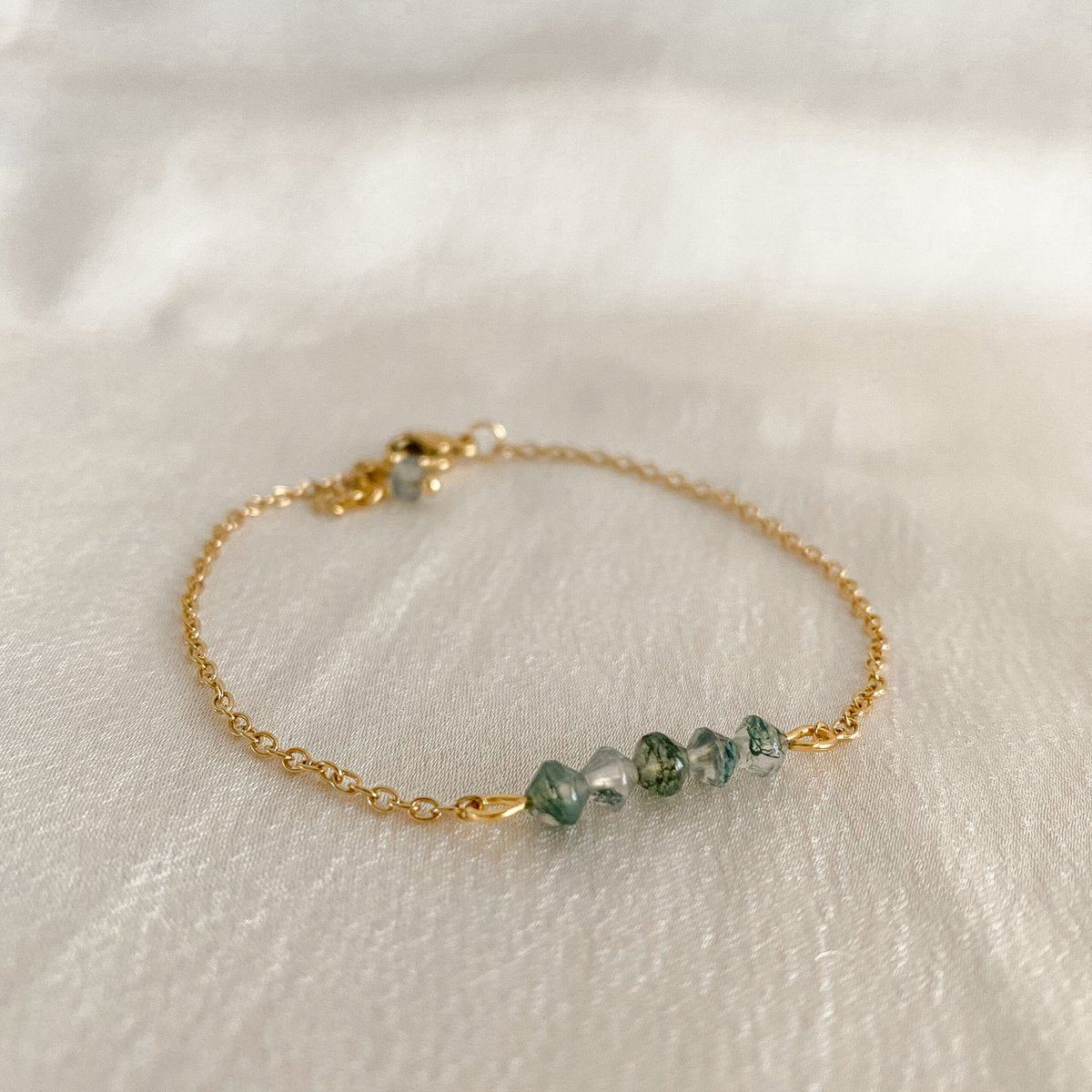Moosachat-Armband – Gold