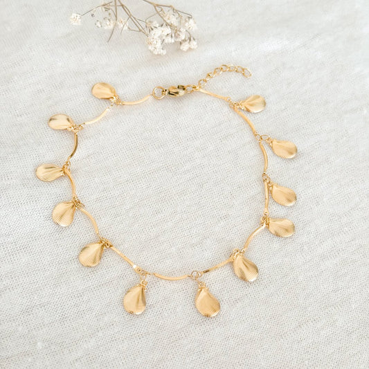 Fußkettchen Muschelanhänger – Gold
