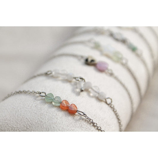 Armband Aventurin-Herzen - Silber