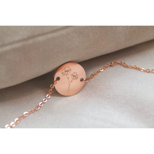 Geburtstags-Blumenarmband – Roségold (monatlich zu bestellen)