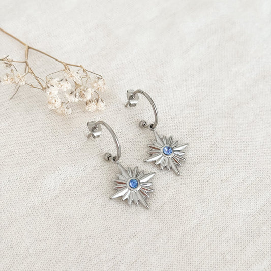Ohrringe Zirkonia Blau – Silber