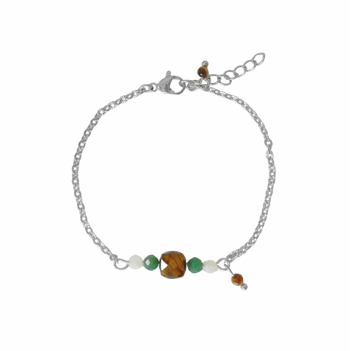 Armband mit Tigerauge und Smaragd – Silber