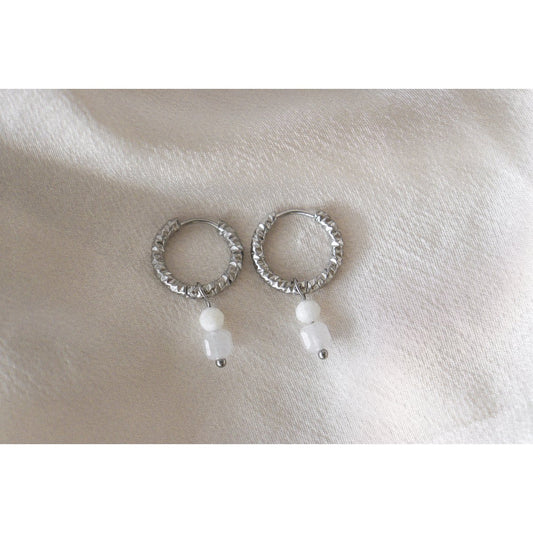 Chalcedon- und Mondsteinohrringe - Silber