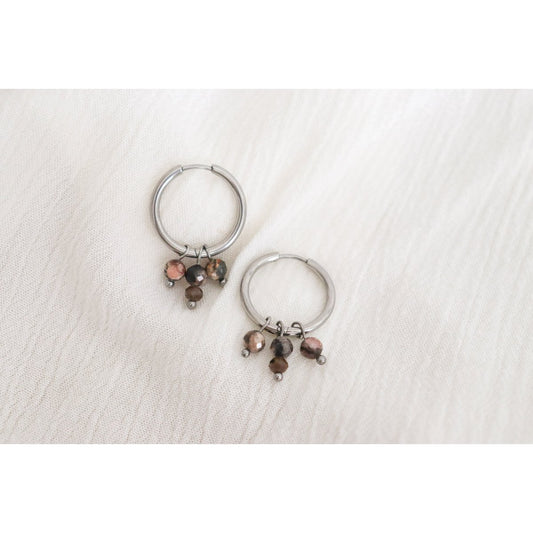 Rhodochrosit- und Labradorit-Ohrringe – Silber