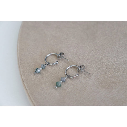 Moosachat Ohrringe – Silber