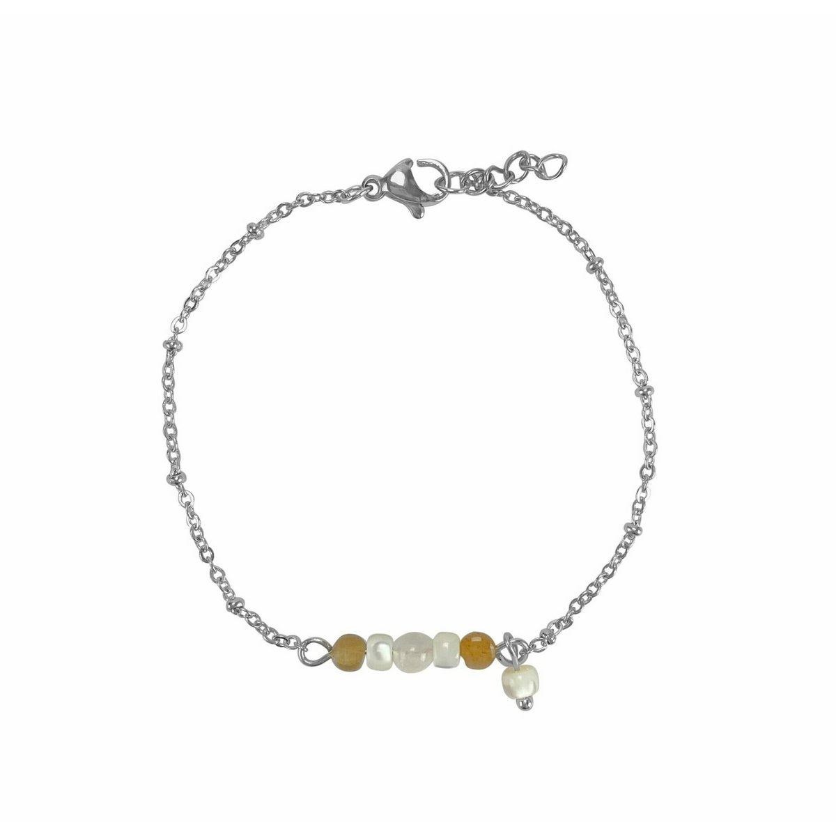 Armband Sonnenstein, Jade & Muschel - Silber