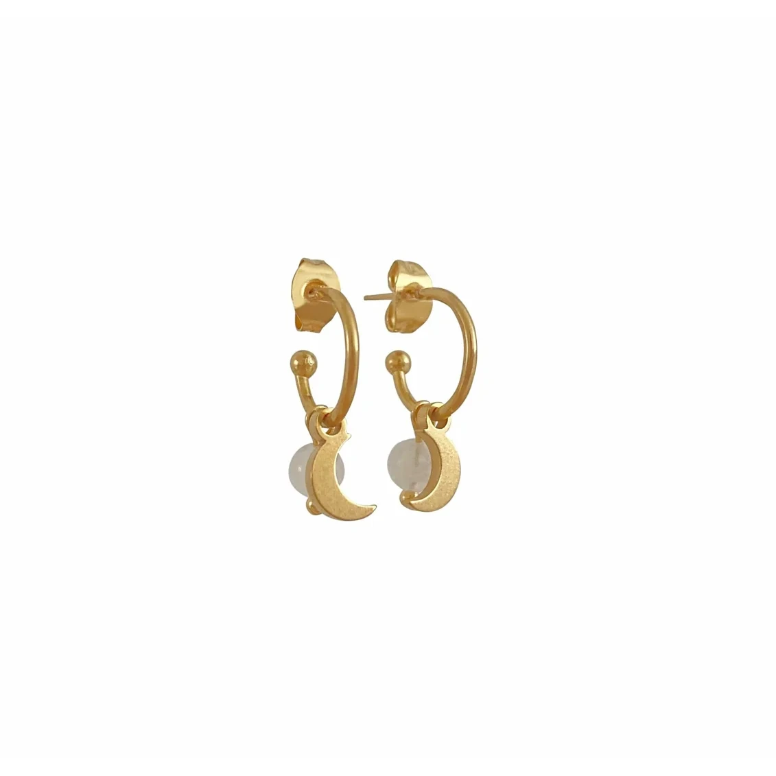 Ohrringe Mond und Mondstein - Gold