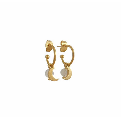 Ohrringe Mond und Mondstein - Gold