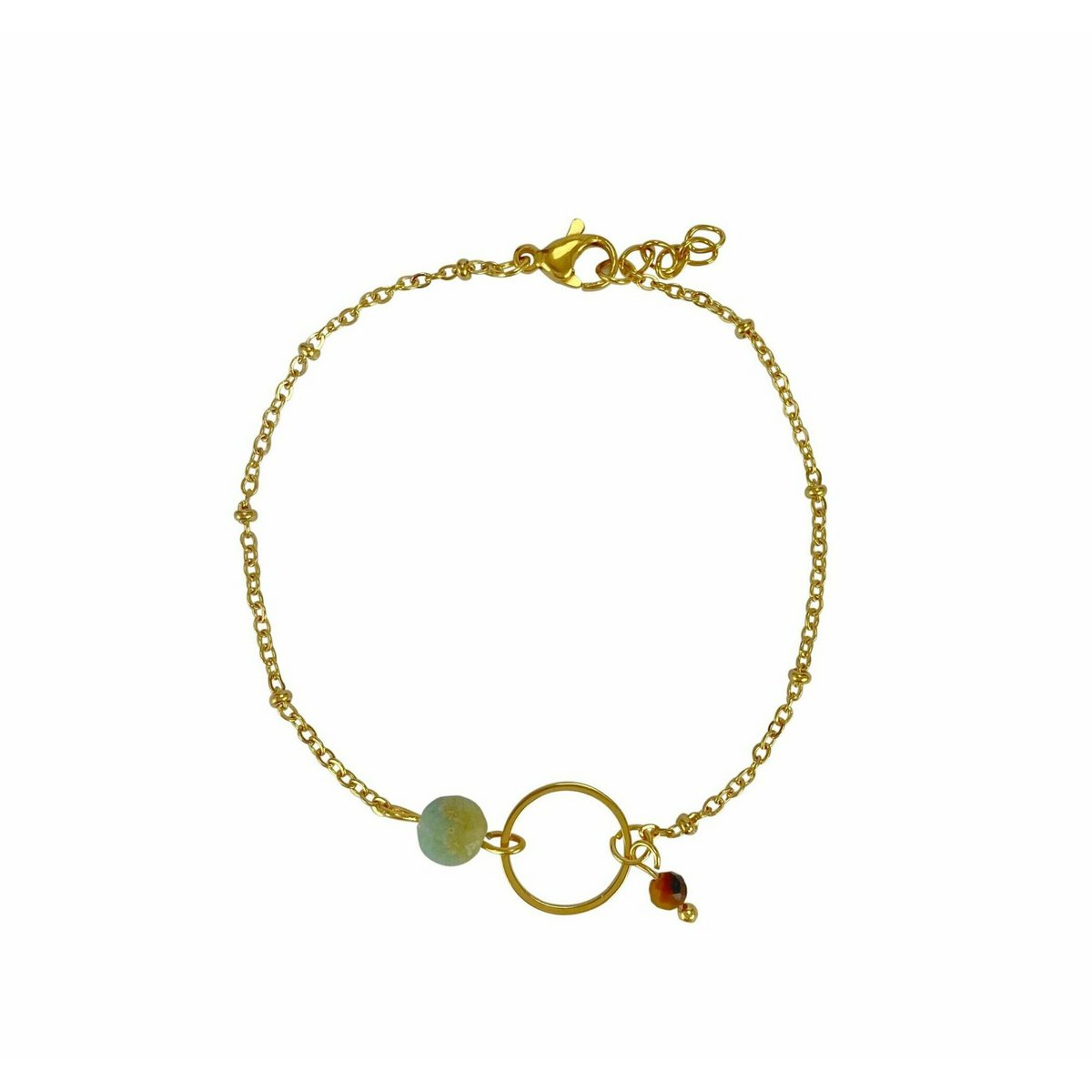 Armband Amazonit & Tigerauge Ring - Gold