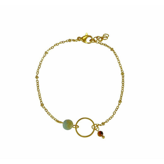 Armband Amazonit & Tigerauge Ring - Gold