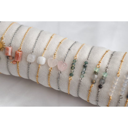 Armband Aquamarin und Labradorit - Gold