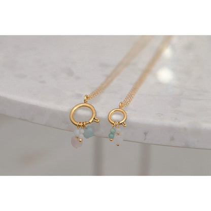 Schloss-Halskette 14 mm & Edelsteinanhänger – Gold