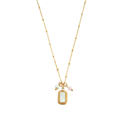 Halskette Muschel, Perle & Jade – Gold